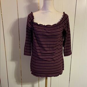 Women's Striped Burgundy Top